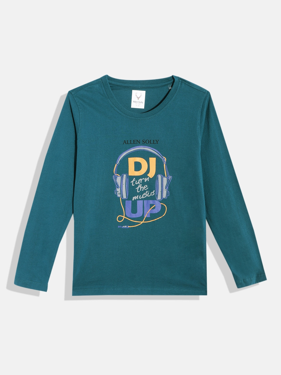 

Allen Solly Junior Boys Teal Blue Pure Cotton Typography Printed T-shirt