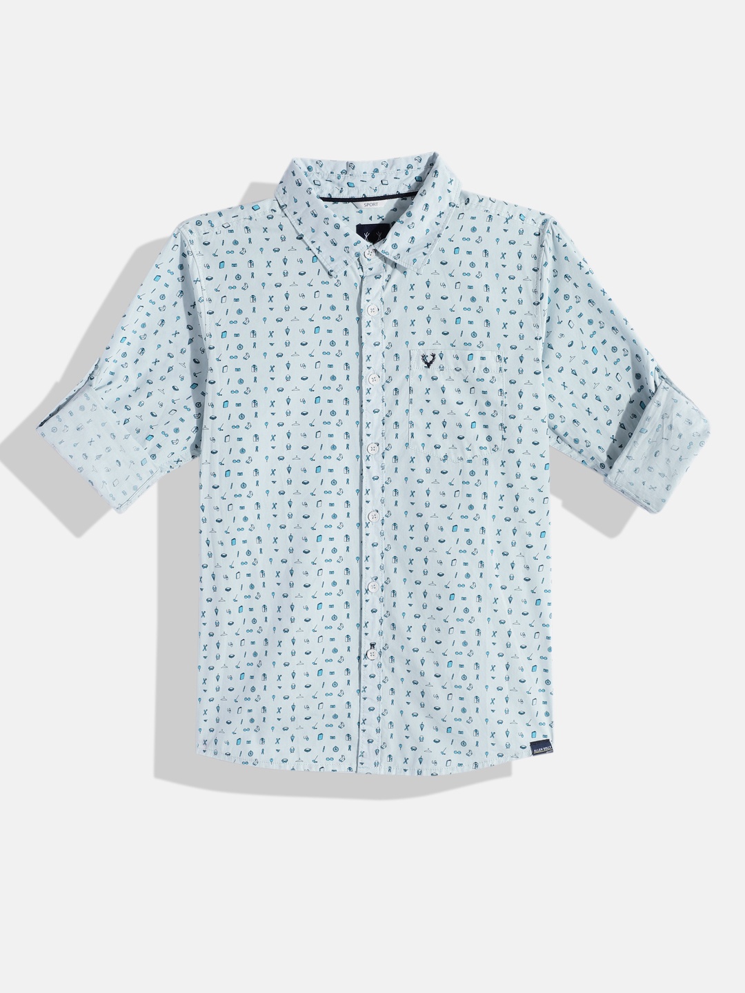 

Allen Solly Junior Boys Classic Printed Pure Cotton Casual Shirt, Blue
