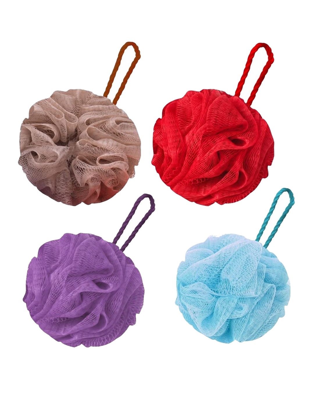 

GUBB Set of 4 Bath Loofah - Arctic, Lilac, Pebble & Coral, Red