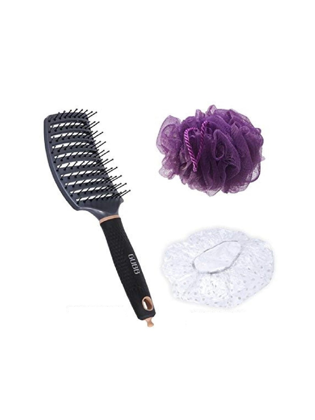 

GUBB hair Brush Loofah and Shower Cap, Purple