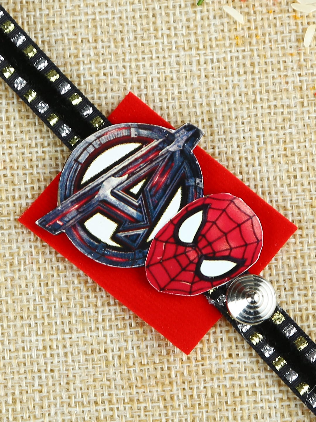 

Aapno Rajasthan Unisex Kids Red Spiderman With Avengers Rakhi