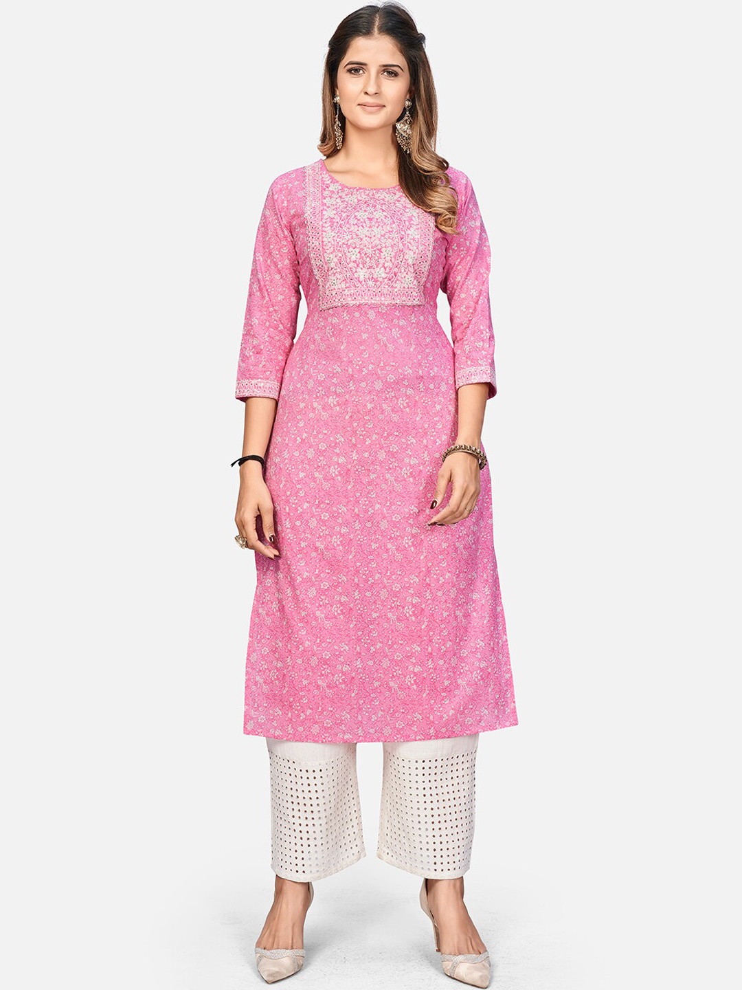 

Vbuyz Women Pink & amaranth pink Ethnic Motifs Kurta