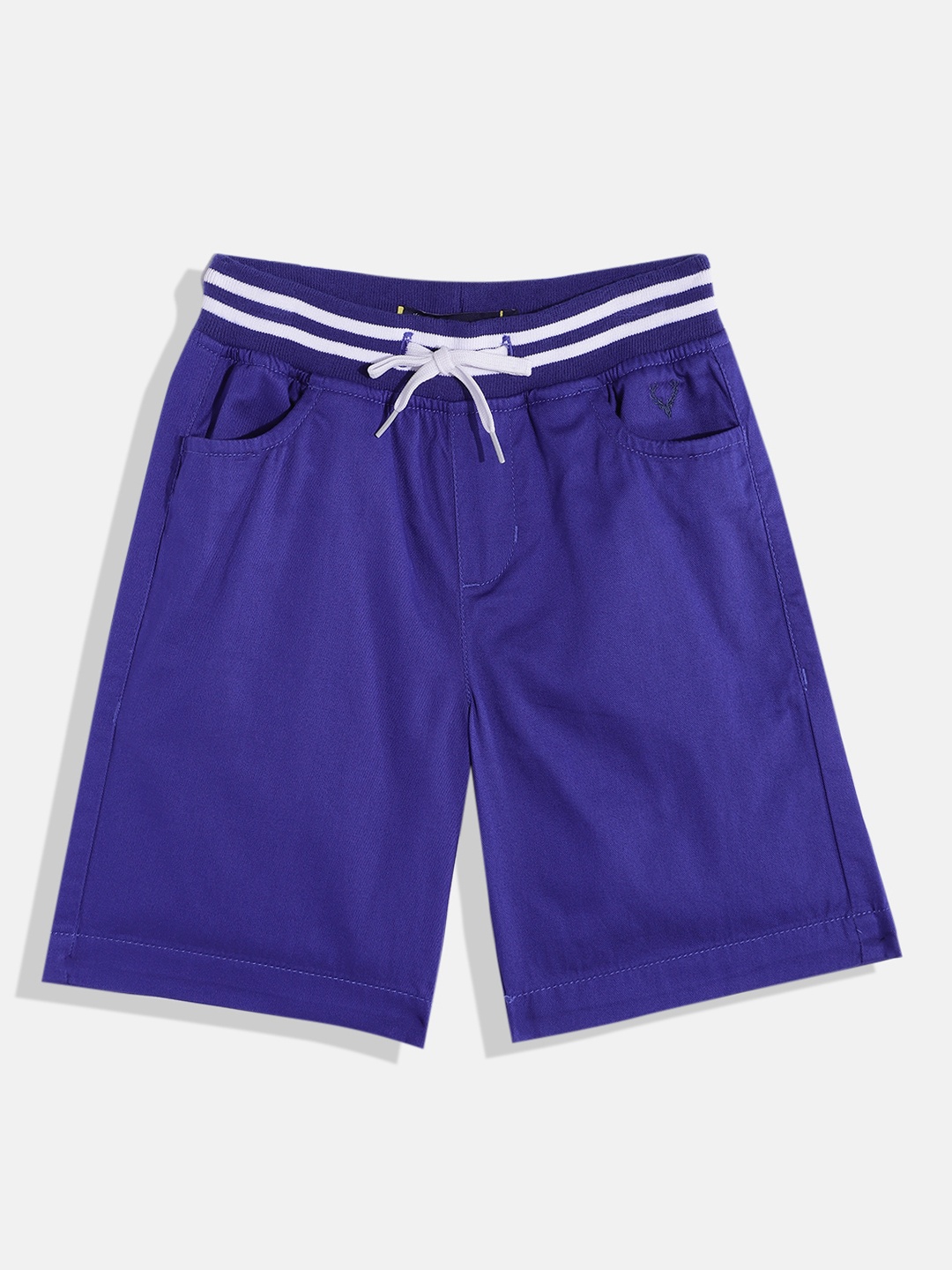 Allen Solly Junior Boys Mid-Rise Pure Cotton Shorts, Blue