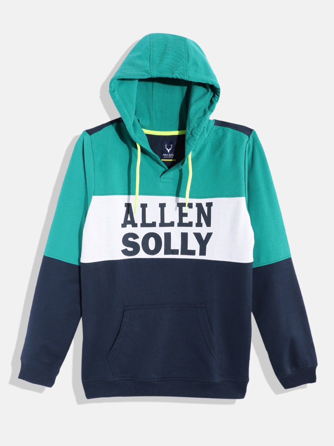 

Allen Solly Junior Boys Colourblocked Hooded Sweatshirt, Green