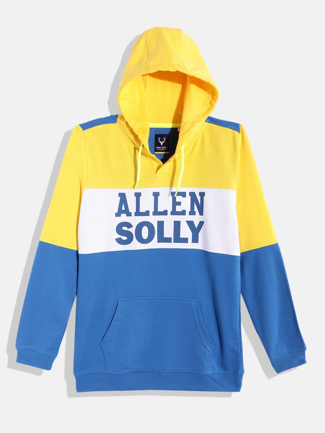 

Allen Solly Junior Boys Colourblocked Hooded Sweatshirt, Yellow