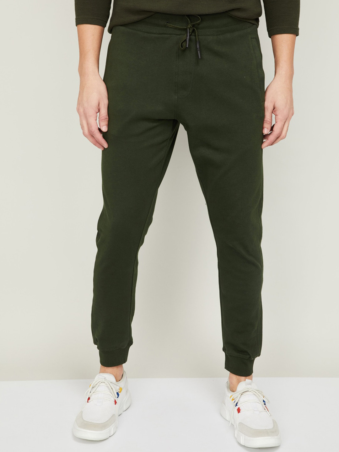 

Fame Forever by Lifestyle Men Olive-Green Solid Cotton Joggers