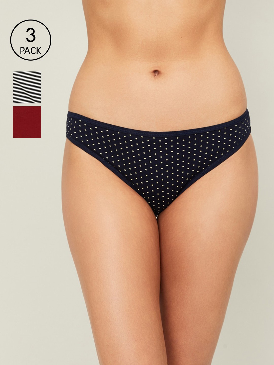 

Ginger by Lifestyle Women Pack of 3 Printed Briefs, Maroon