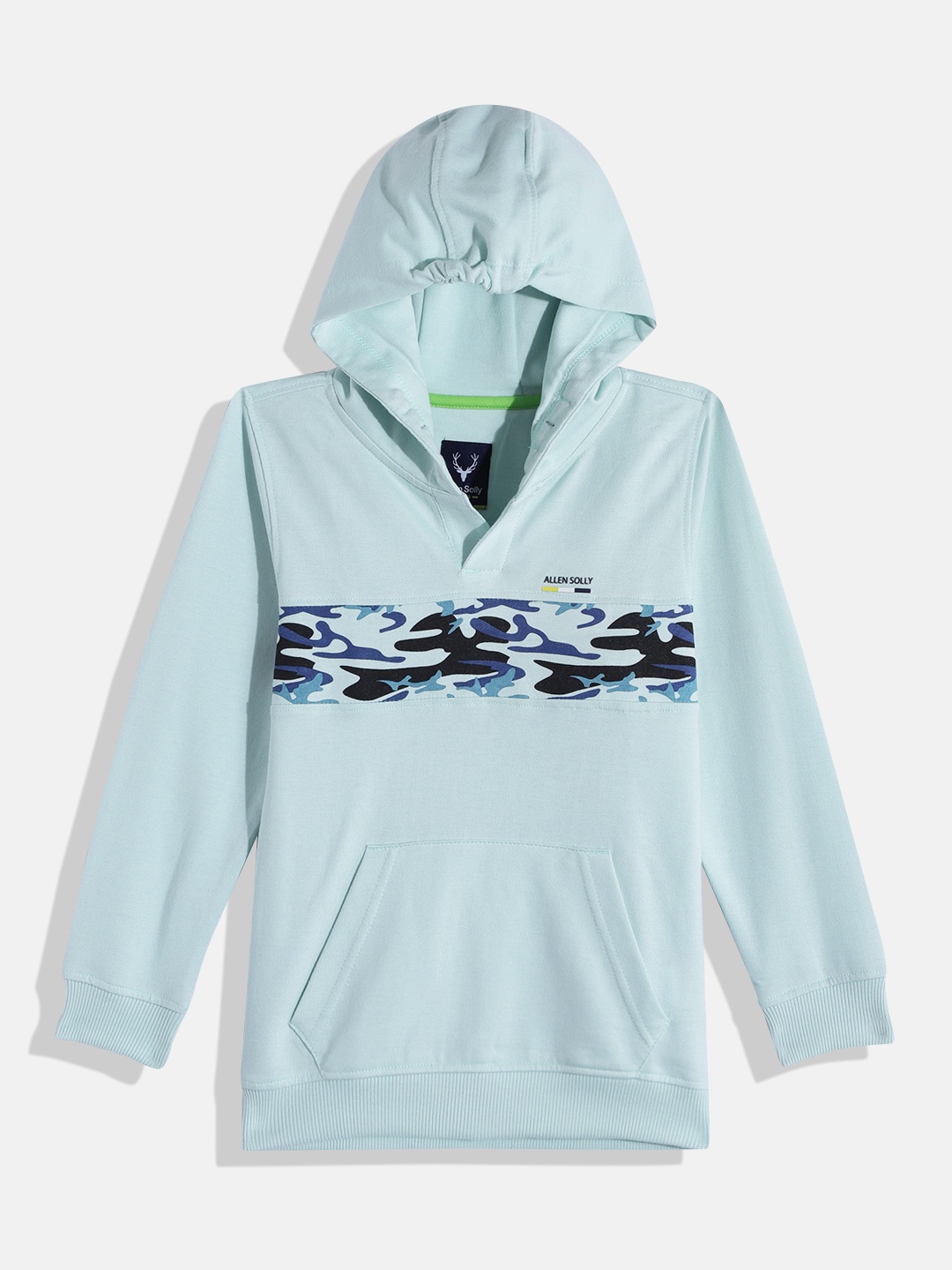 

Allen Solly Junior Boys Camouflaged Printed Hooded Sweatshirt, Blue