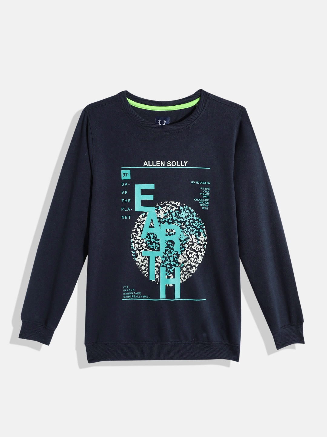

Allen Solly Junior Boys Navy Blue & Green Graphic Print Sweatshirt