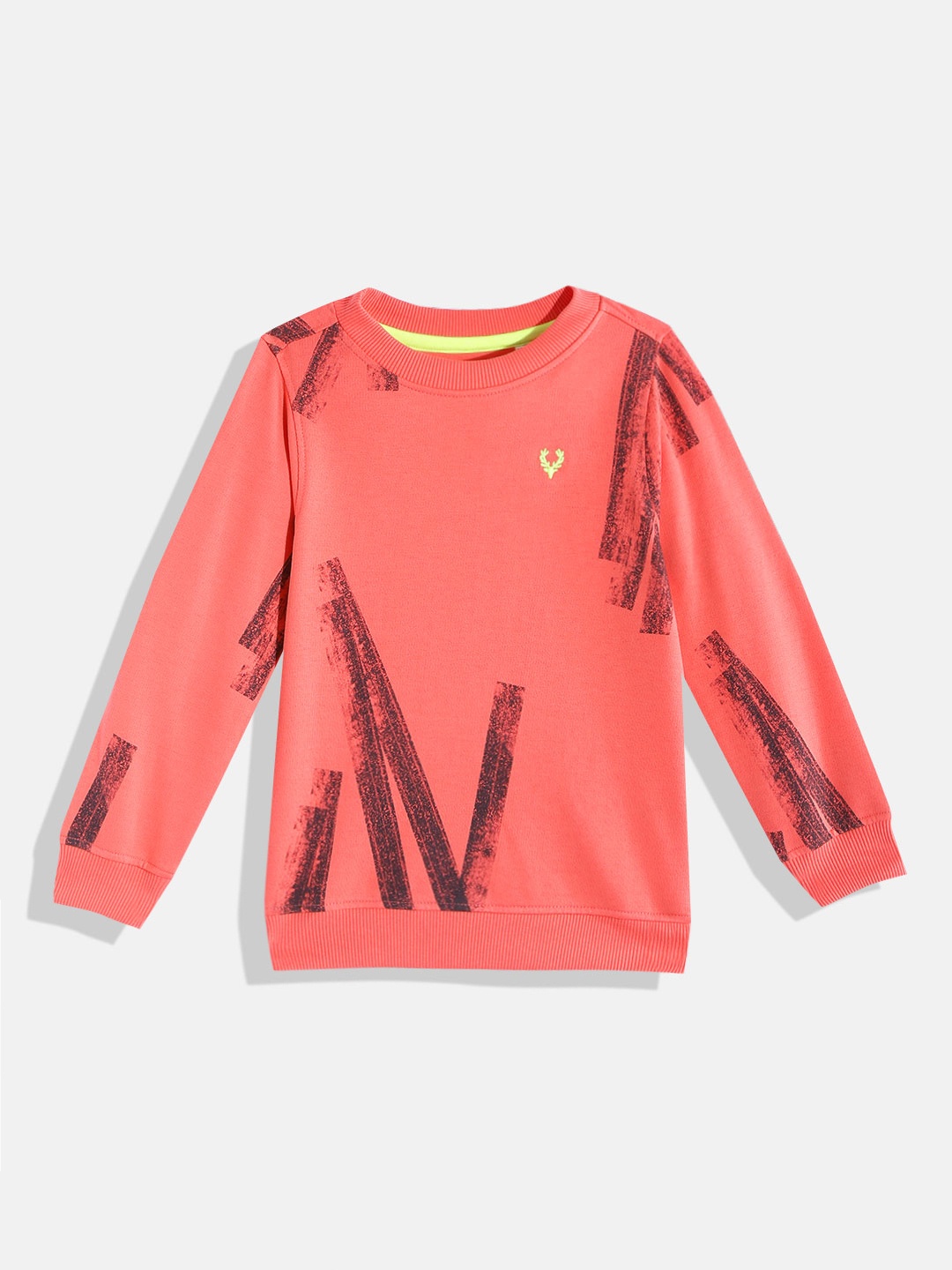 

Allen Solly Junior Boys Coral Orange & Black Printed Sweatshirt