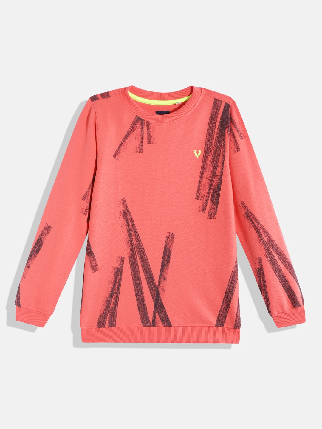 

Allen Solly Junior Boys Coral Orange & Black Printed Sweatshirt