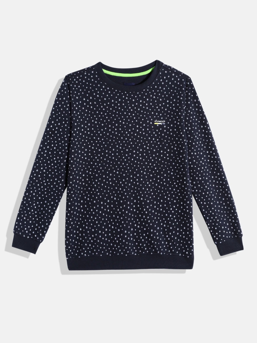 

Allen Solly Junior Boys Navy Blue & White Printed Round Neck Sweatshirt