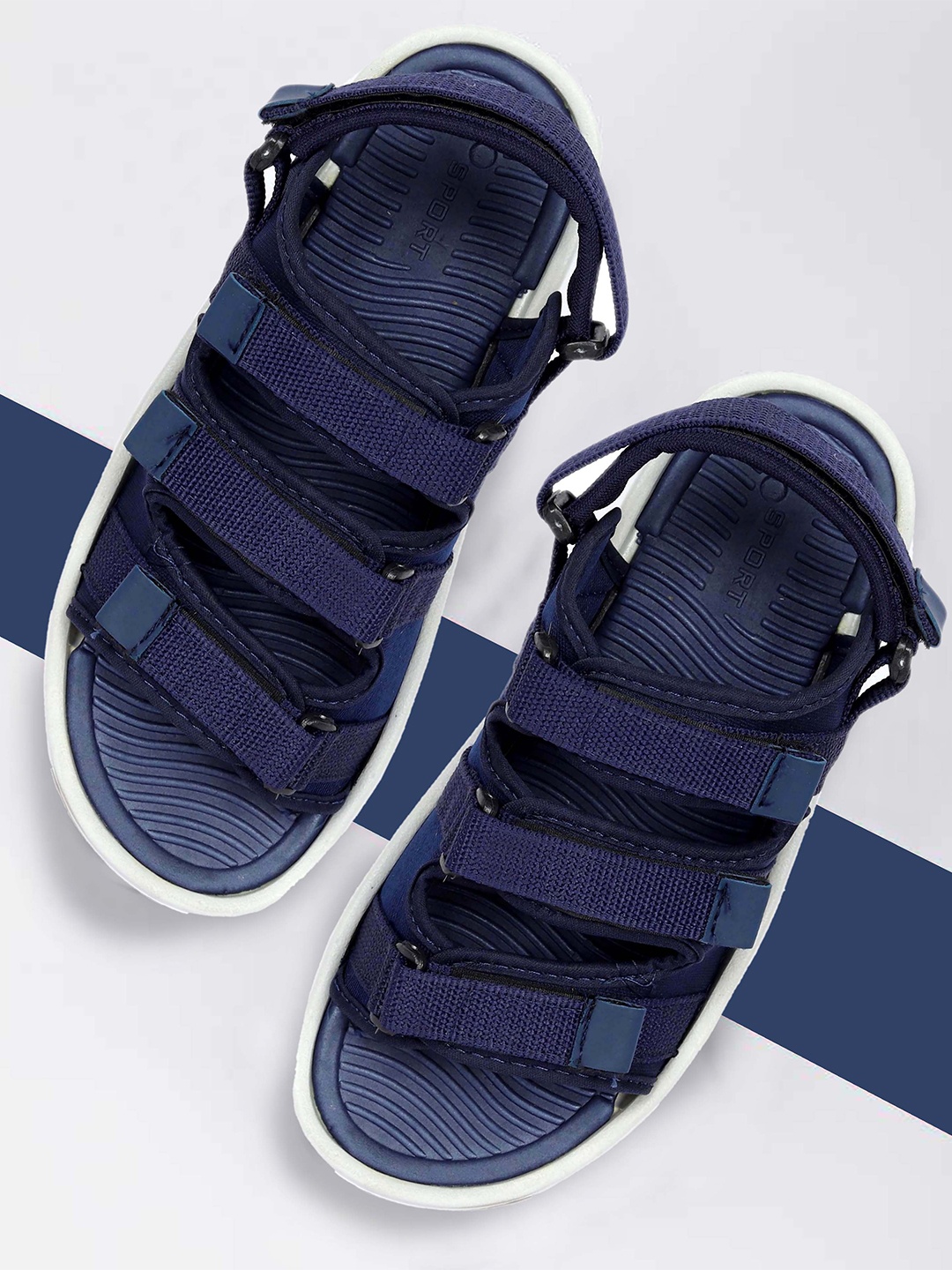 

aadi Men Blue & White Comfort Sandals