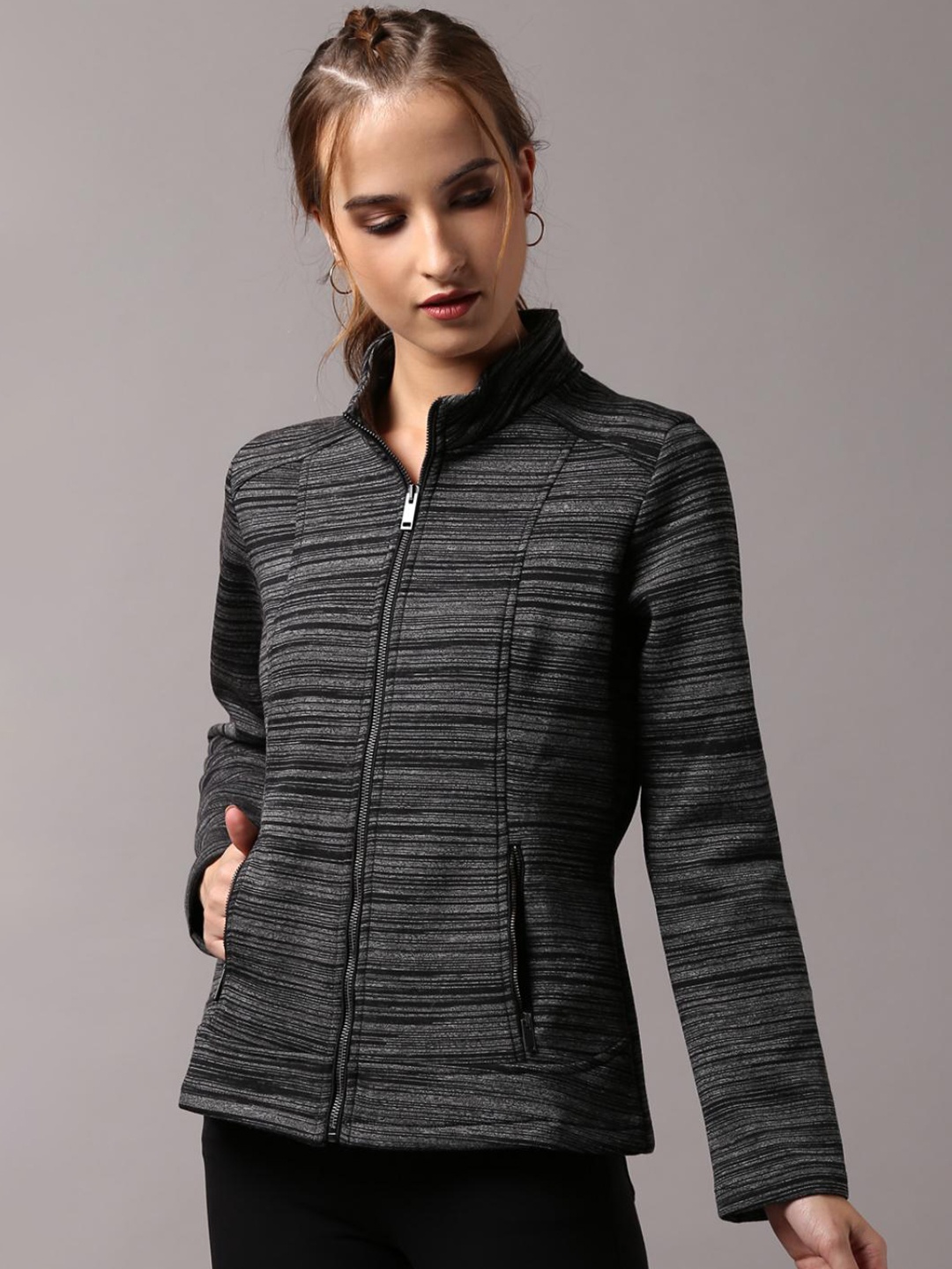 

Lakshita Women Black pirate black Longline Outdoor Puffer Jacket with Patchwork