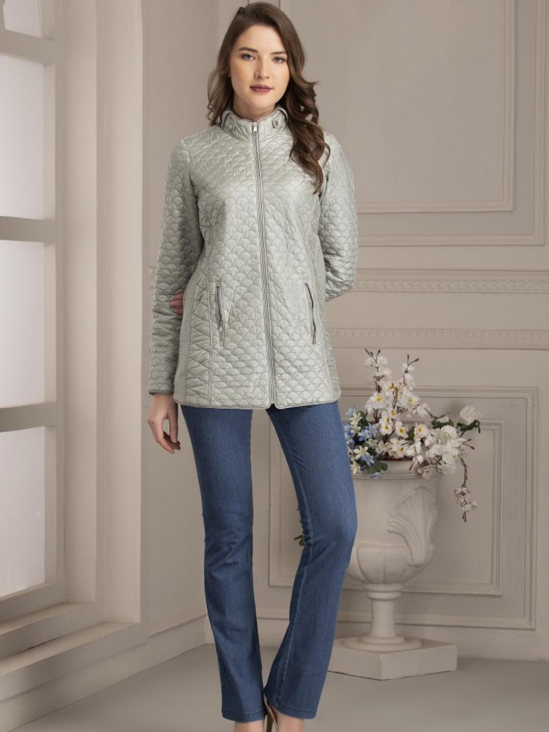 

Lakshita Women Green lilac marble Longline Outdoor Tailored Jacket