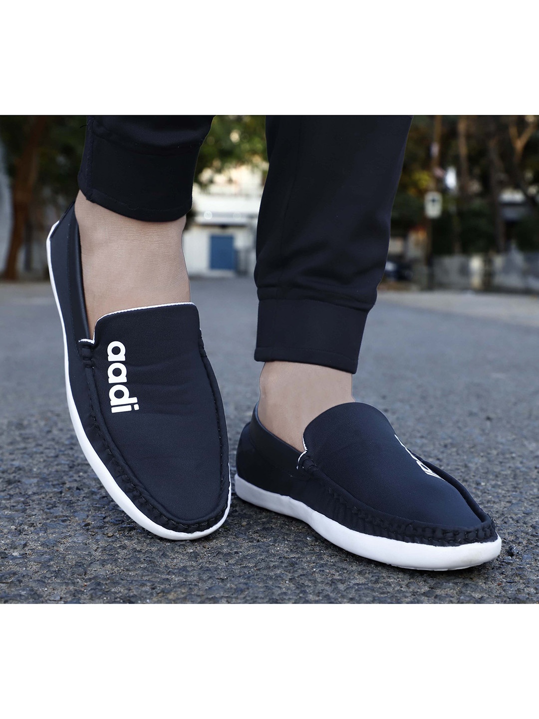 

aadi Men White Colourblocked Slip-On Sneakers