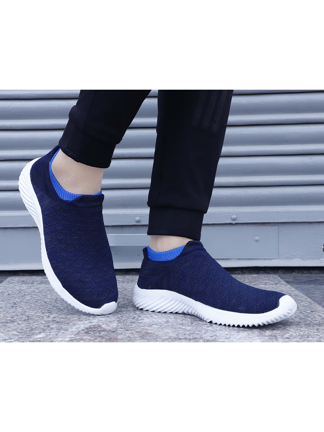 

aadi Men Blue Slip-On Sneakers