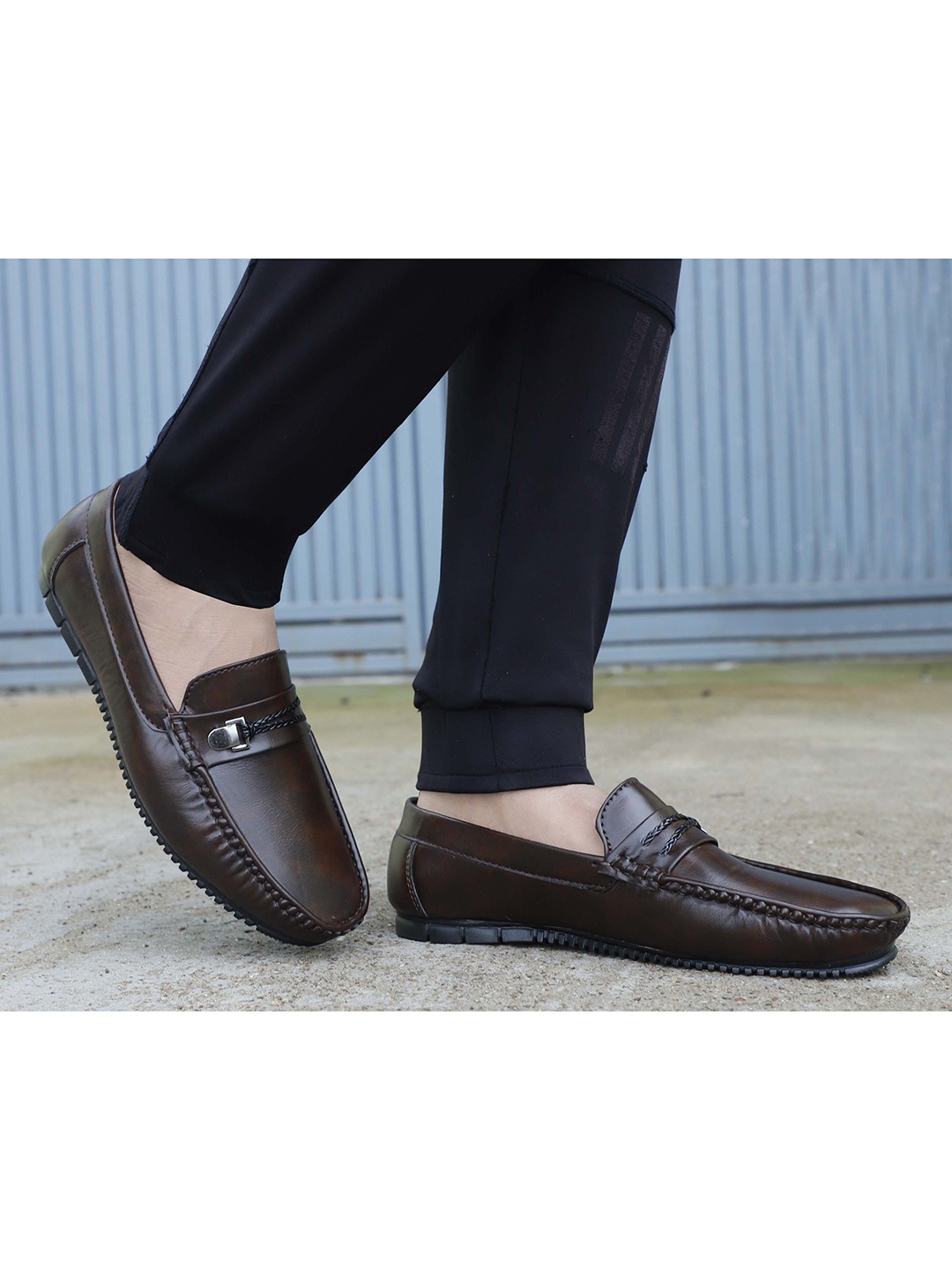 

aadi Men Brown Slip-On Sneakers