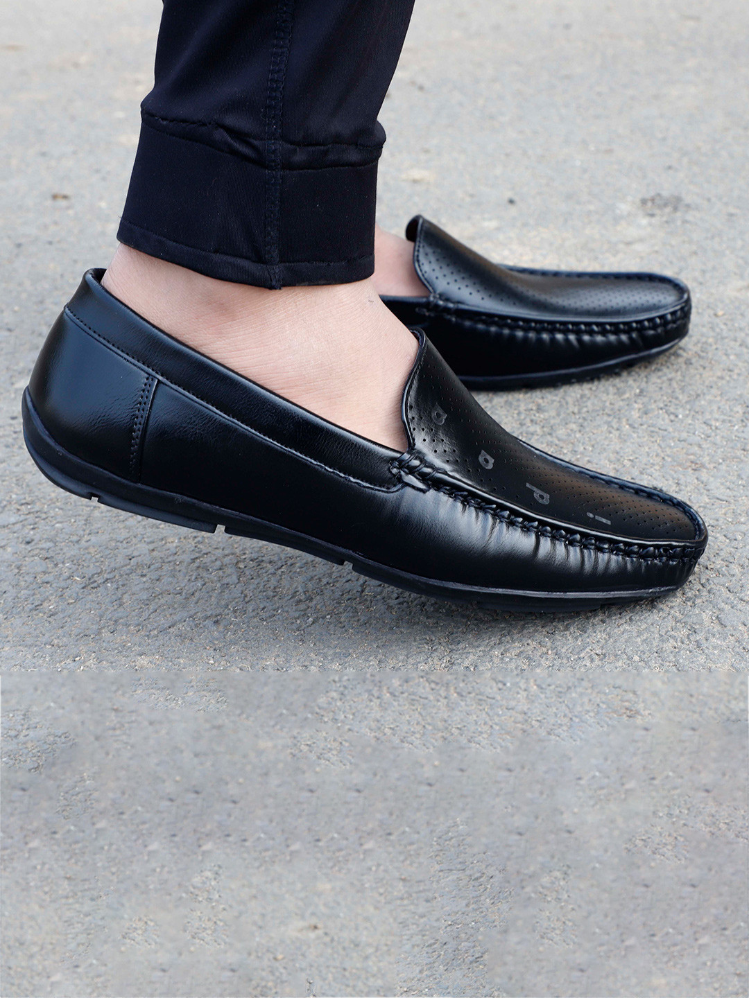 

aadi Men Black Textured Slip-On Sneakers