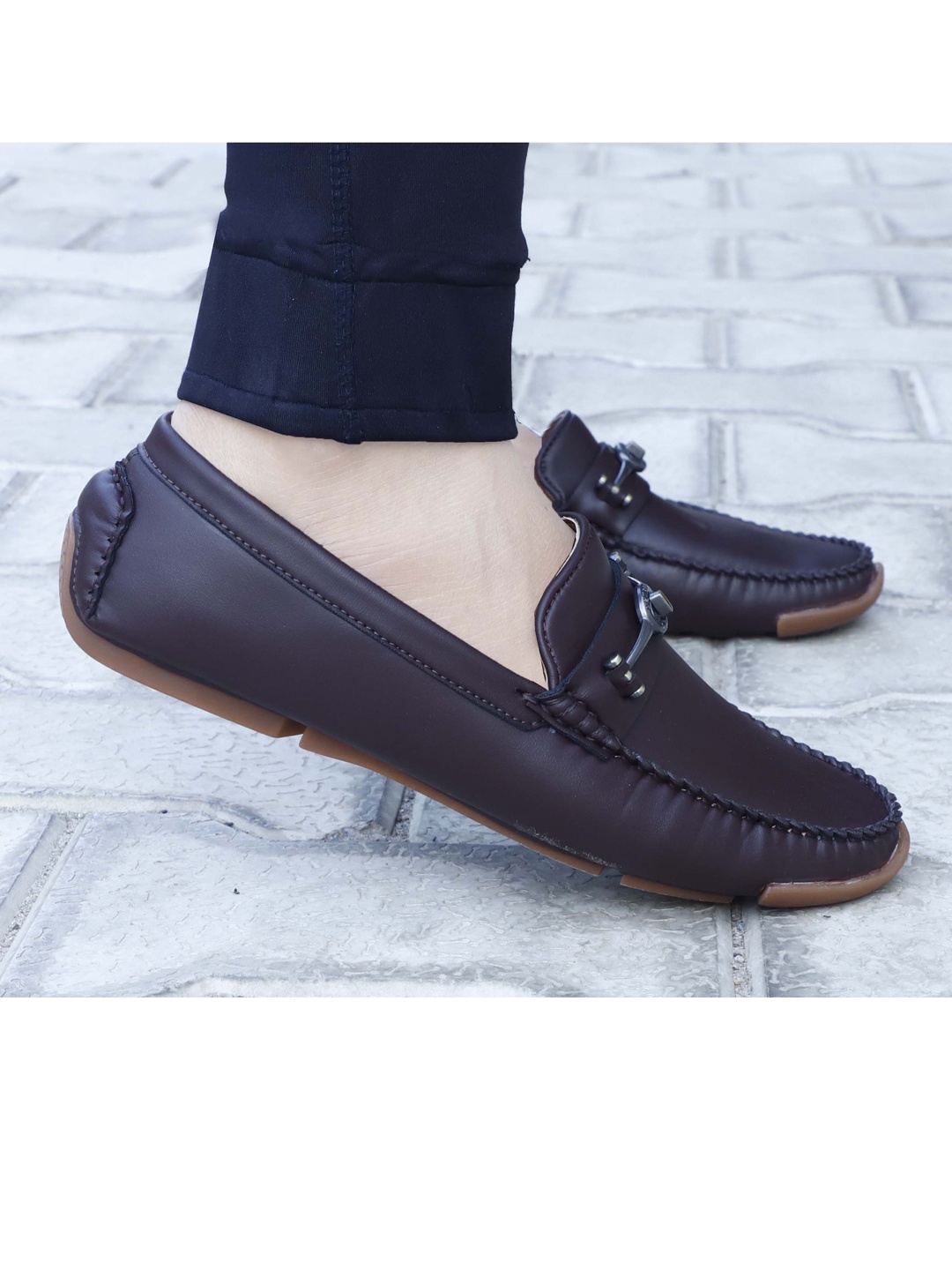 

aadi Men Brown Textured Flatforms