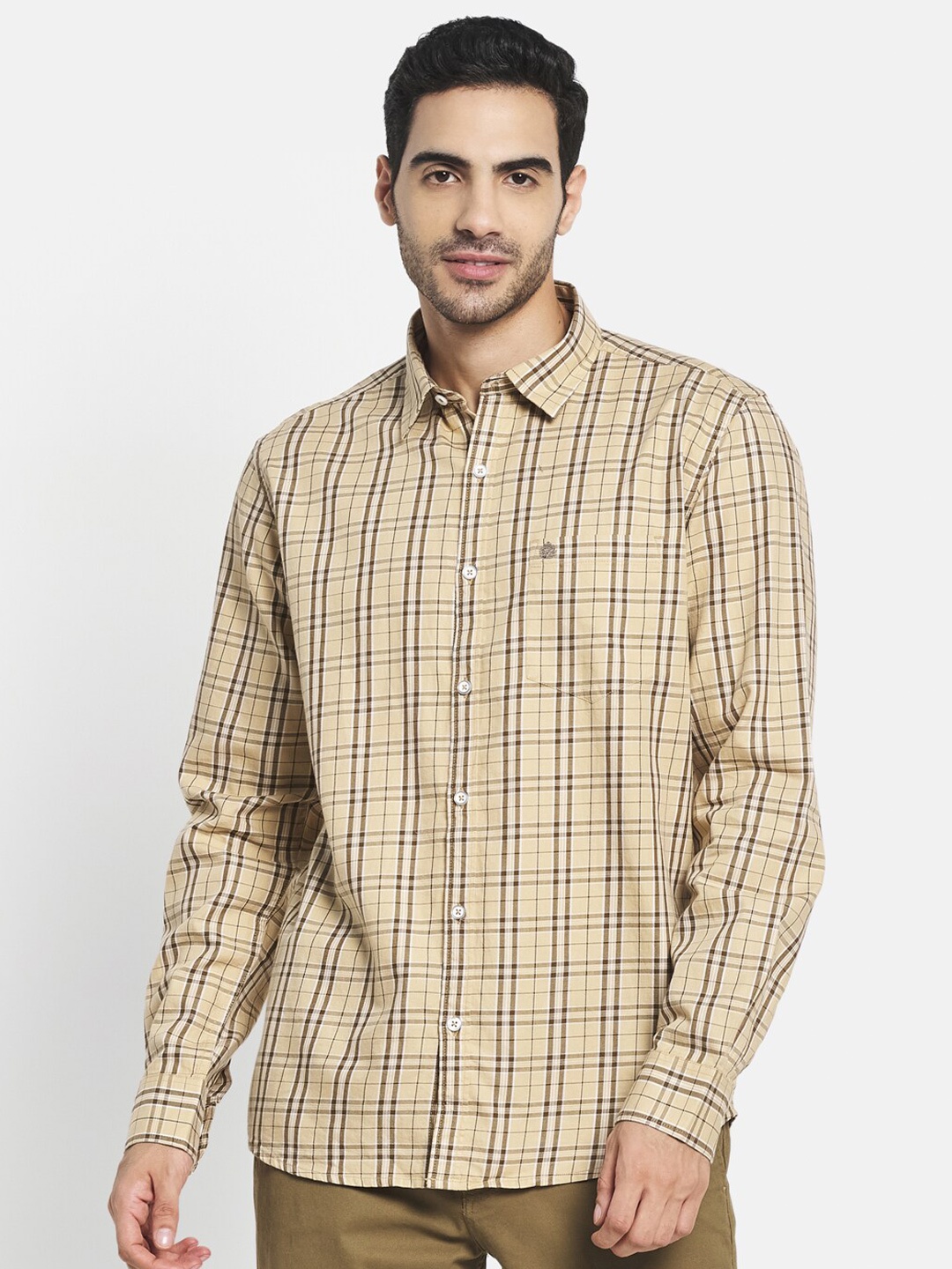 

METTLE Men Yellow Tartan Checks Checked Casual Shirt