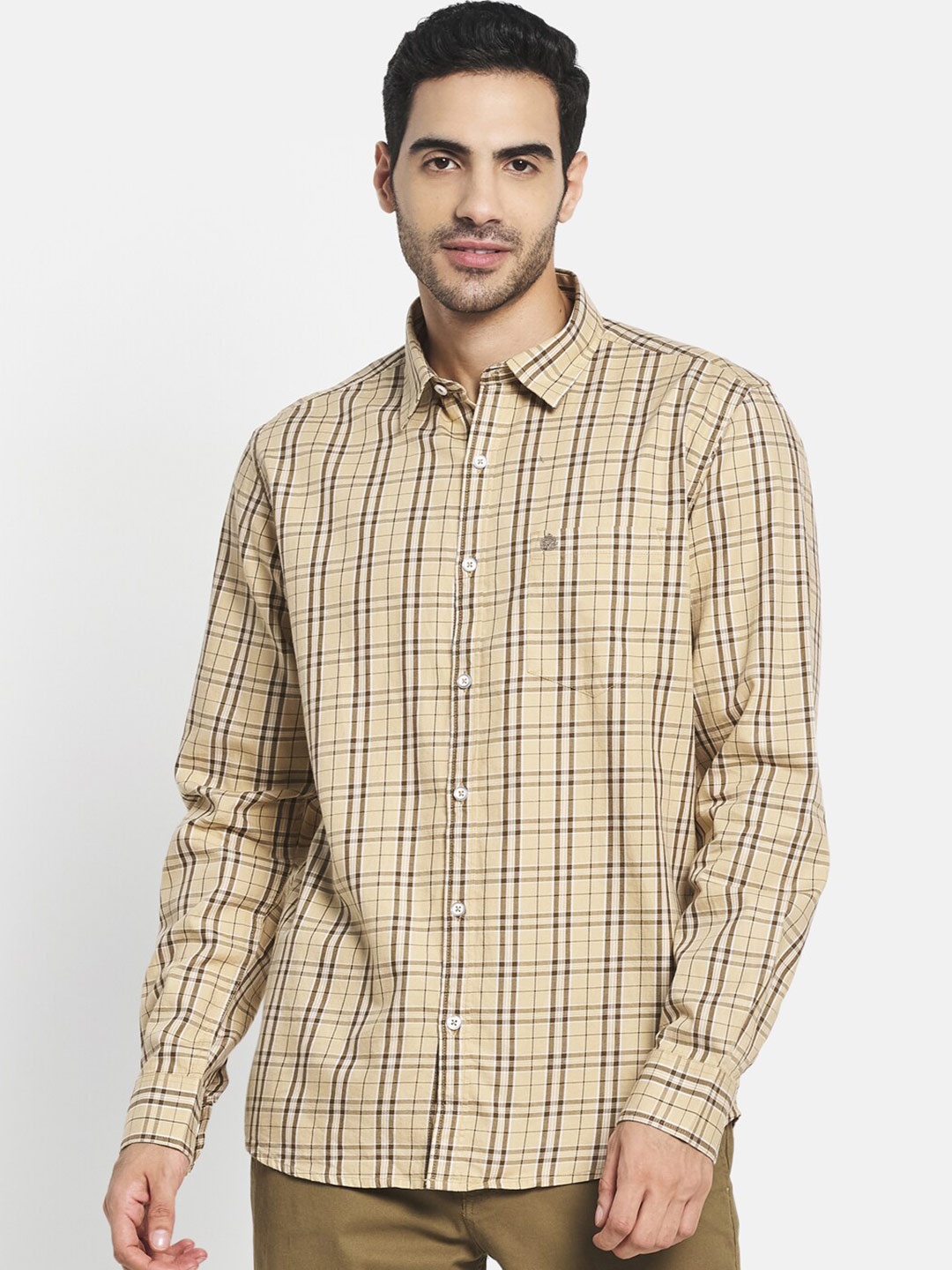 

METTLE Men Yellow Tartan Checks Checked Casual Shirt