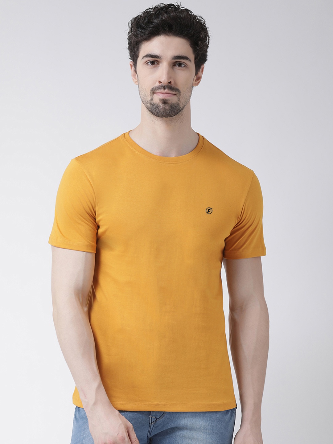 

Friskers Men Gold-Toned Raw Edge T-shirt