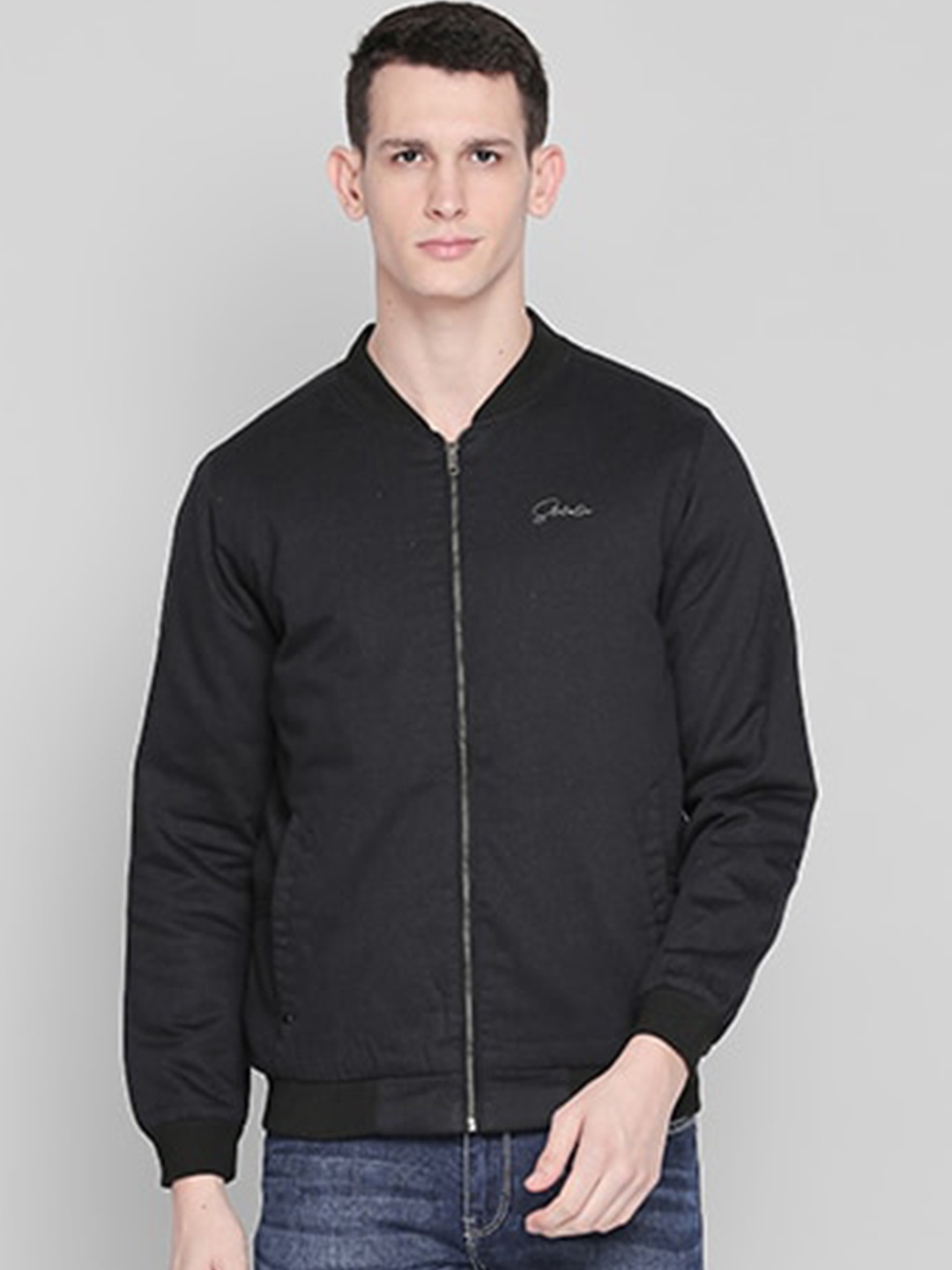 

Status Quo Men Black anthracite Lightweight Sporty Jacket with Patchwork