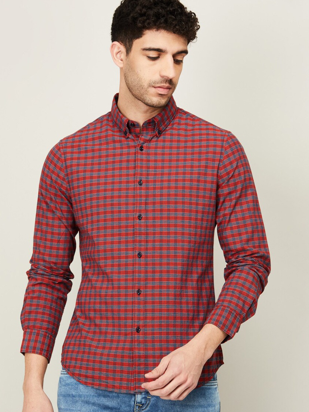 

Fame Forever by Lifestyle Men Red Checked Casual Shirt