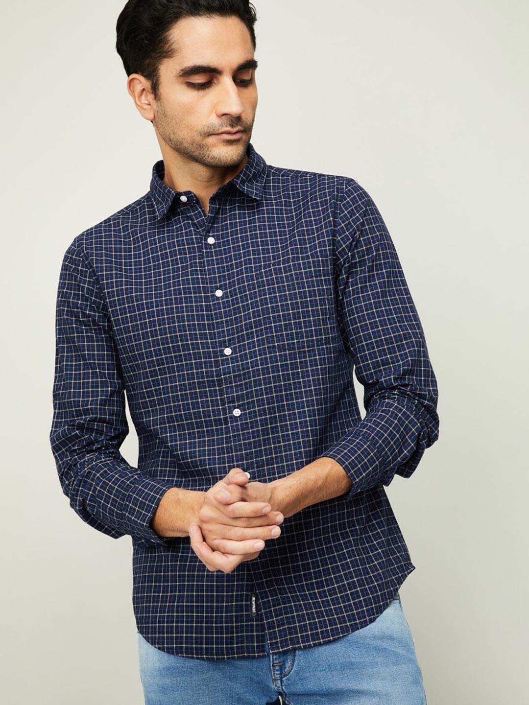 

Fame Forever by Lifestyle Men Blue Checked Casual Shirt