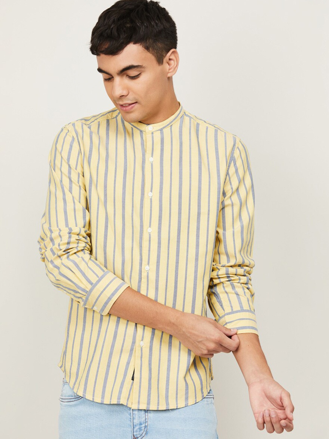 

Fame Forever by Lifestyle Men Yellow Striped Casual Shirt