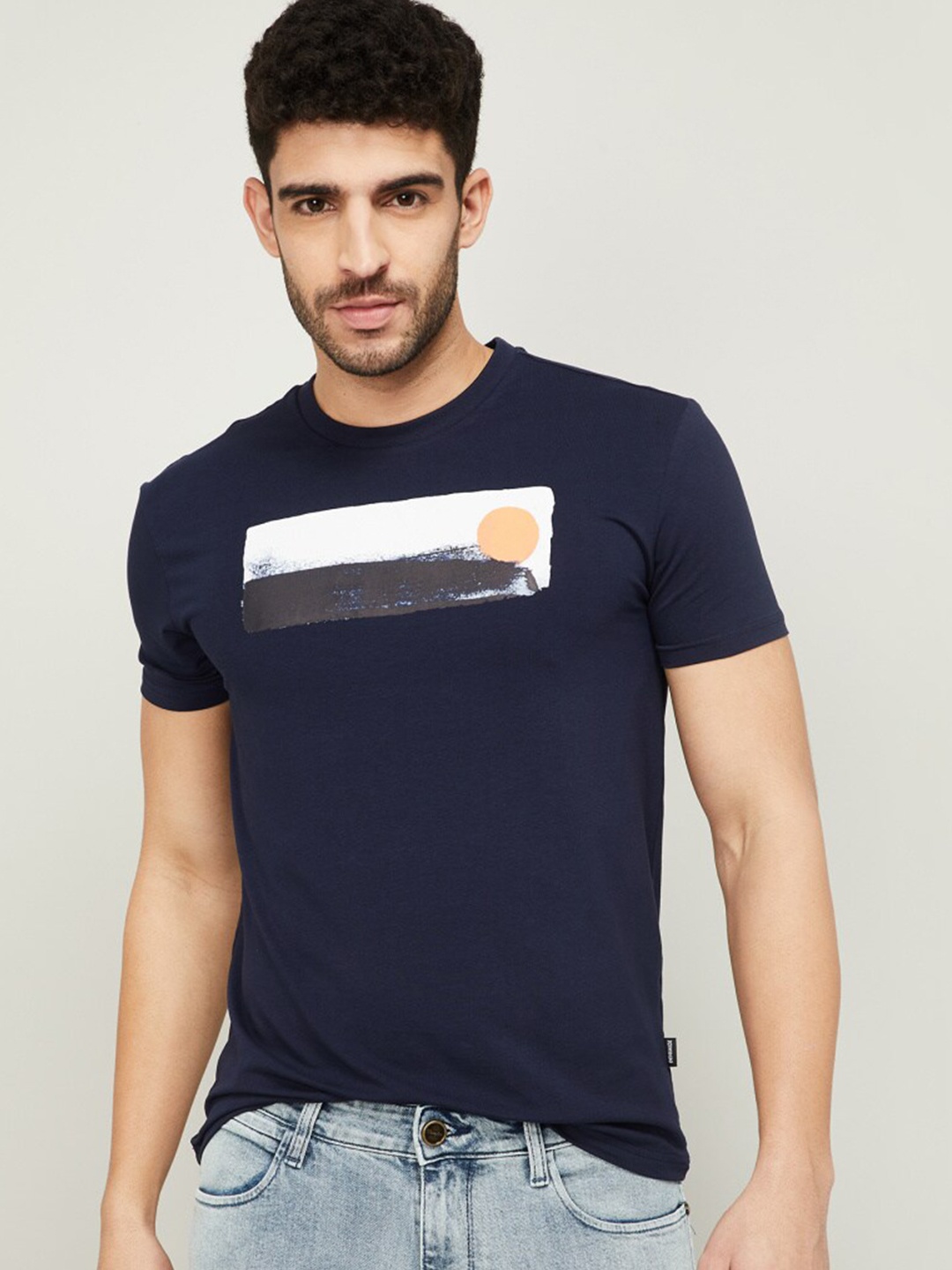 

Fame Forever by Lifestyle Men Navy Blue Applique T-shirt