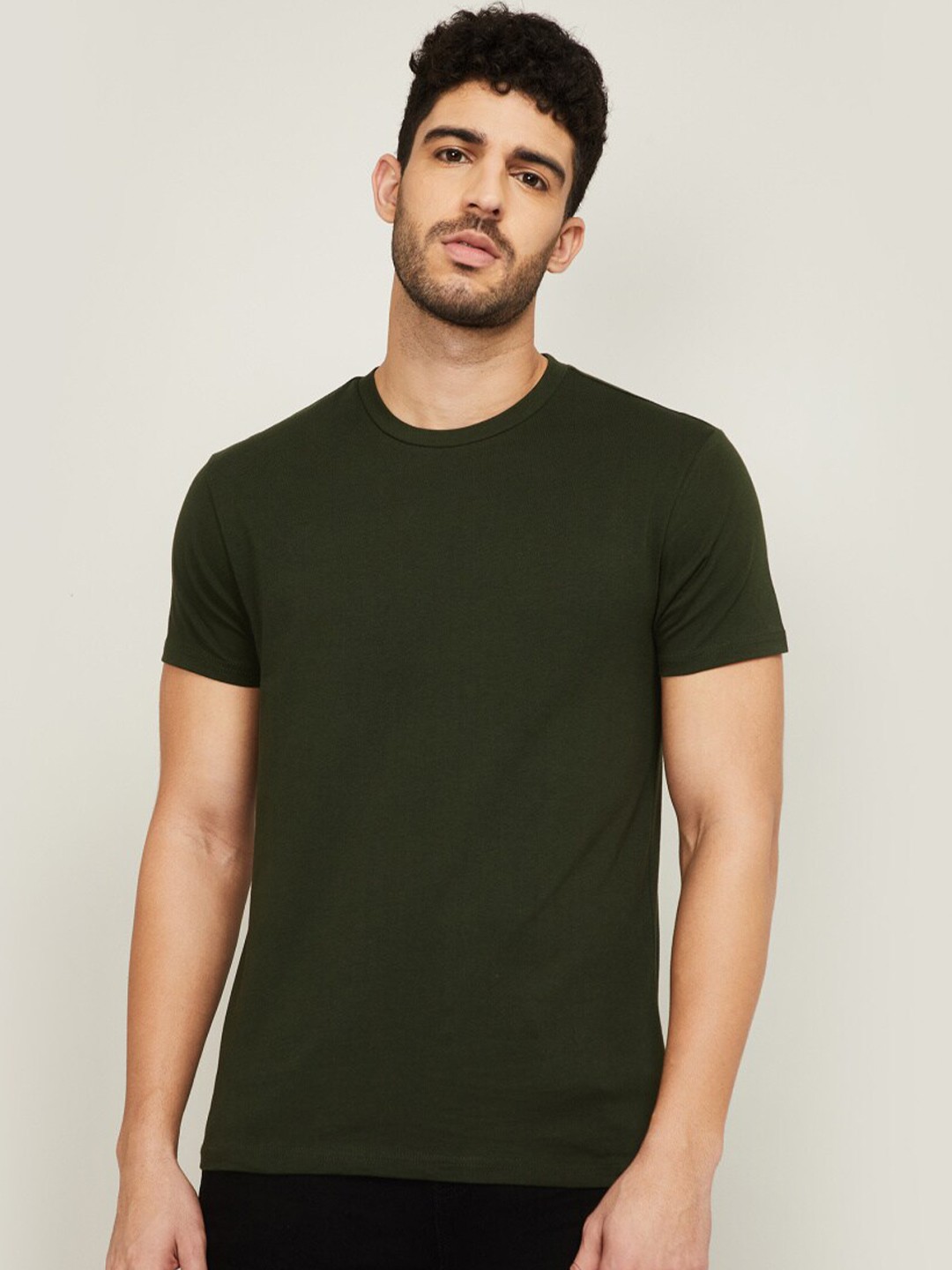 

Fame Forever by Lifestyle Men Olive Green Raw Edge T-shirt