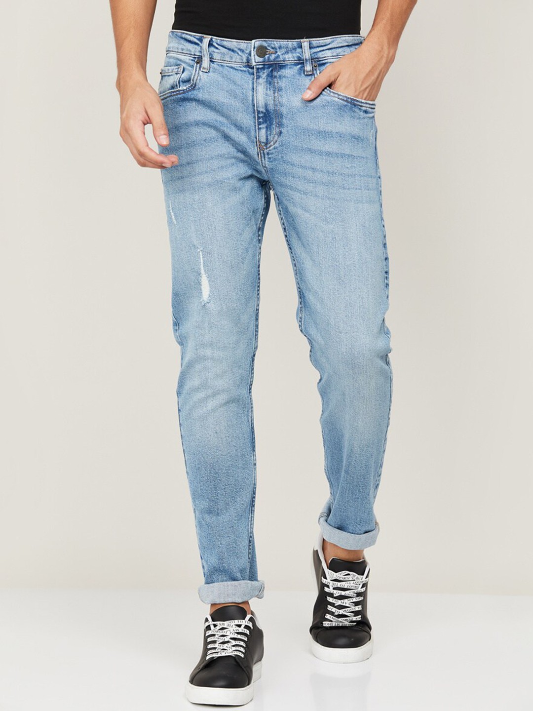 

Fame Forever by Lifestyle Men Blue Low Distress Heavy Fade Jeans