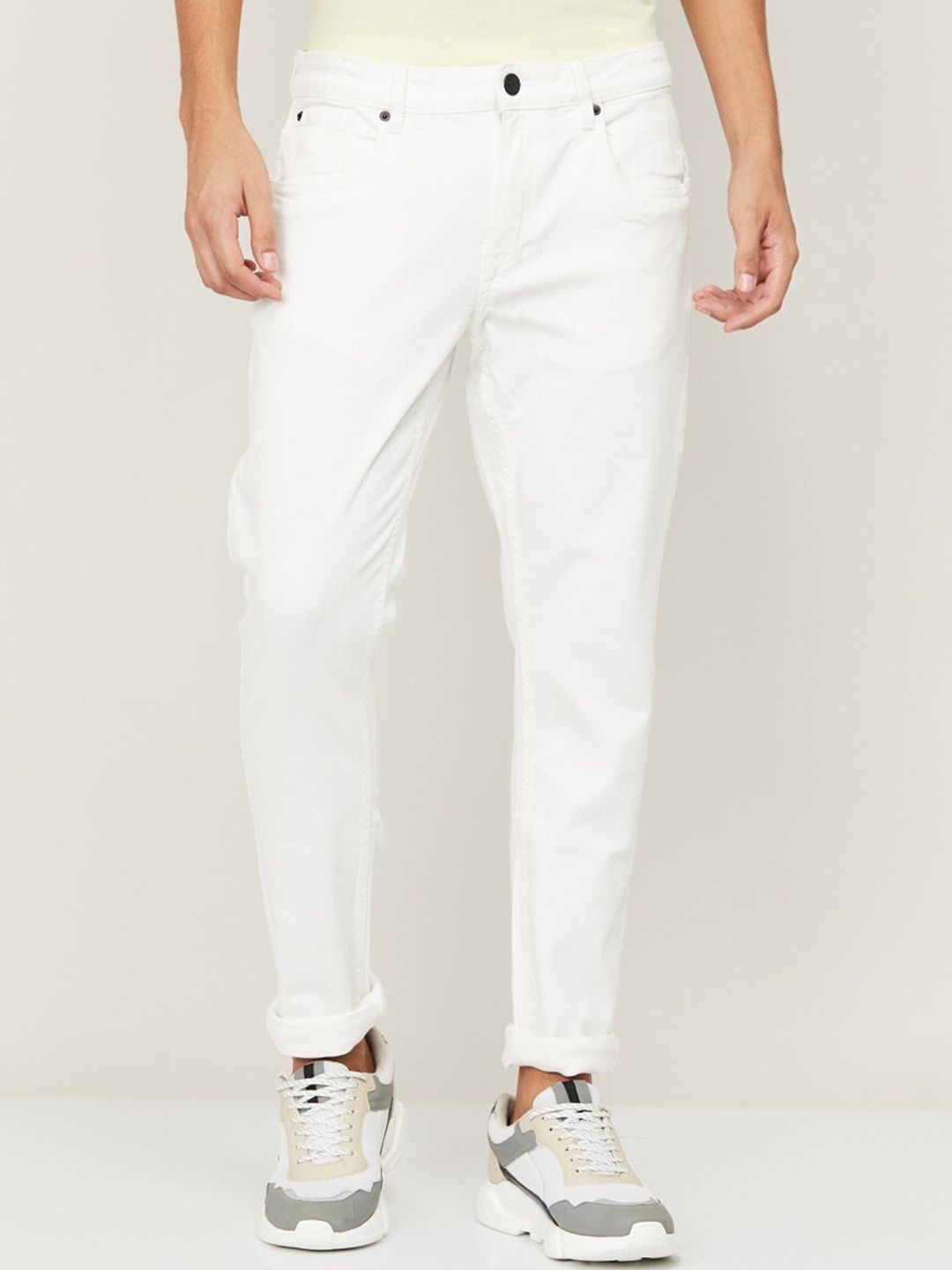 

Fame Forever by Lifestyle Men White Low Distress Jeans