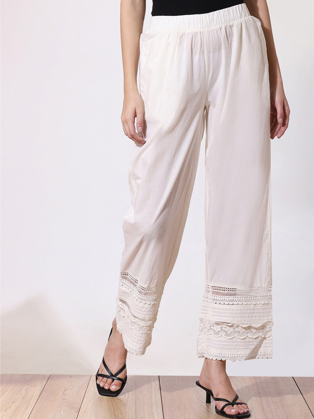 

Lakshita Women White High-Rise Ethnic Trousers