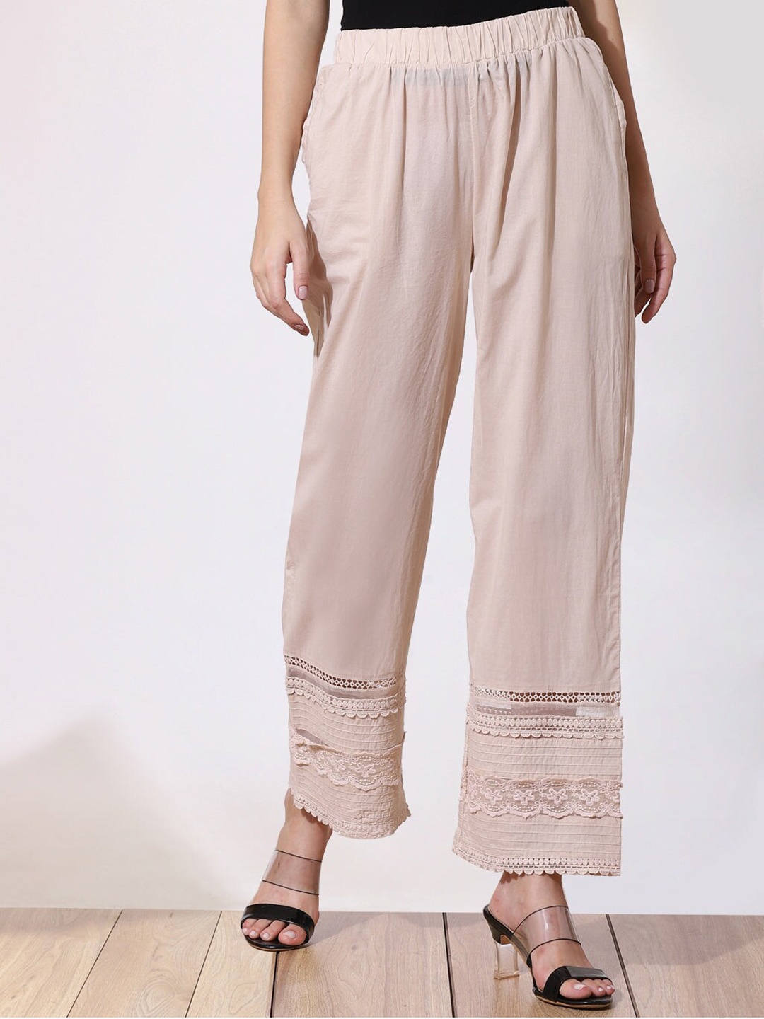 

Lakshita Women Beige High-Rise Ethnic Trousers
