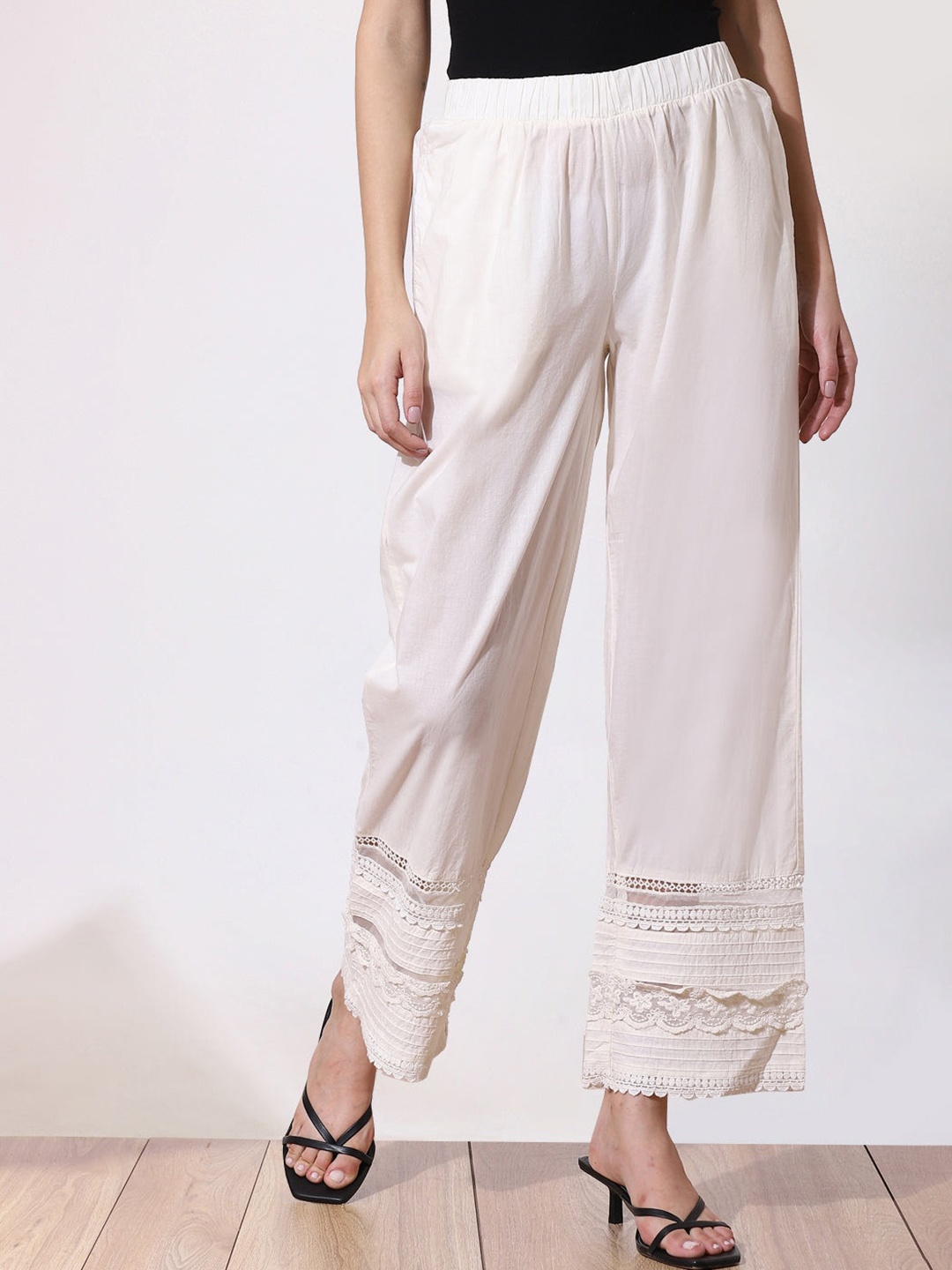 

Lakshita Women White High-Rise Ethnic Trousers