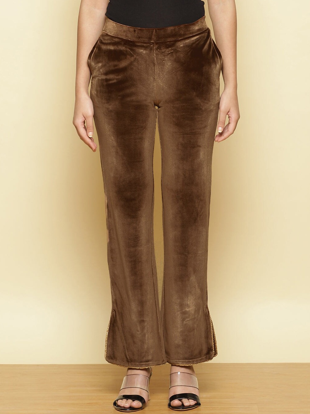 

Lakshita Women Beige High-Rise Trousers
