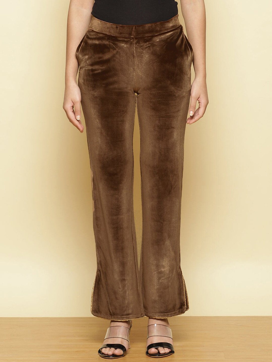 

Lakshita Women Beige High-Rise Trousers