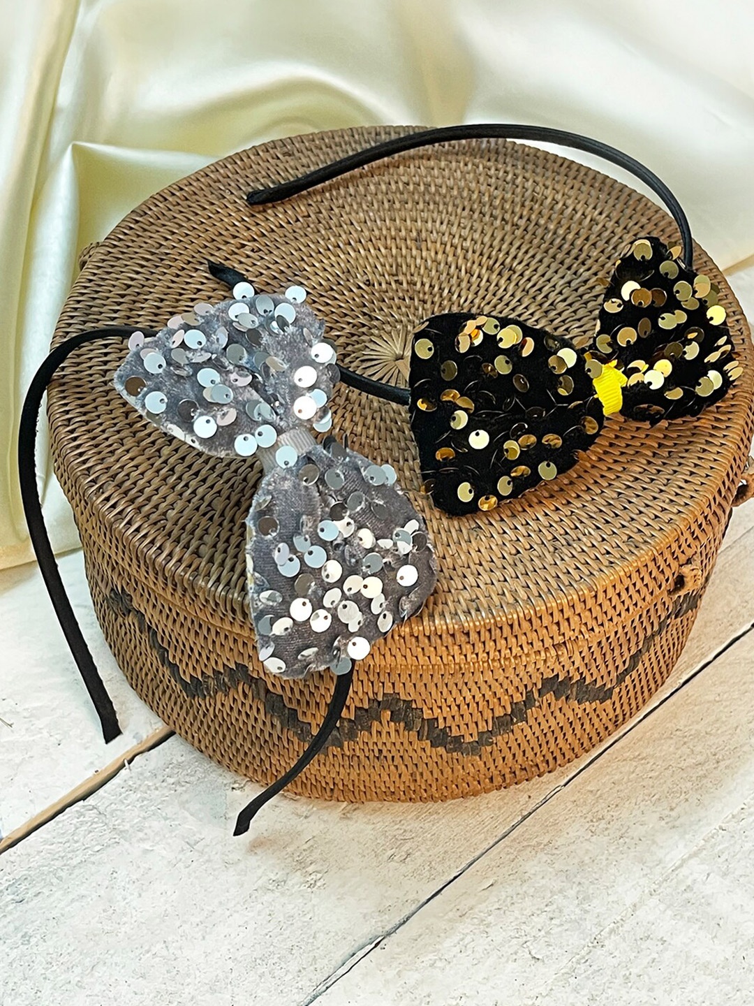 

Ayesha Women Set Of 2 Sequin Bow Hairbands, Black