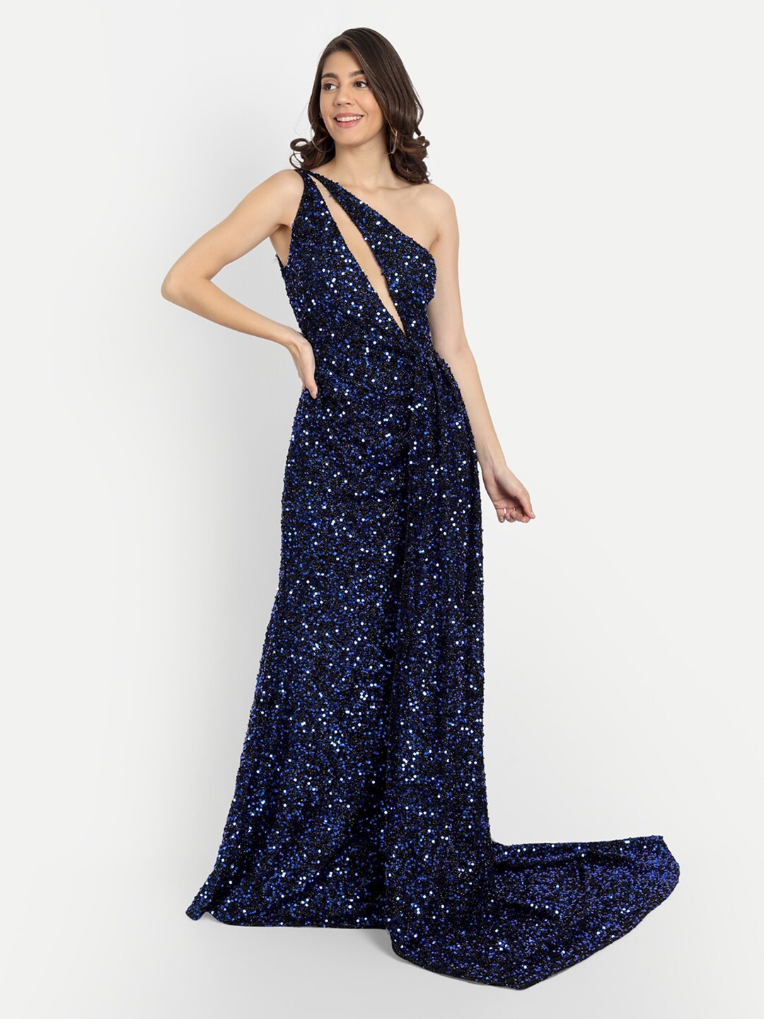 

iki chic Navy Blue Floral Scuba Maxi Dress