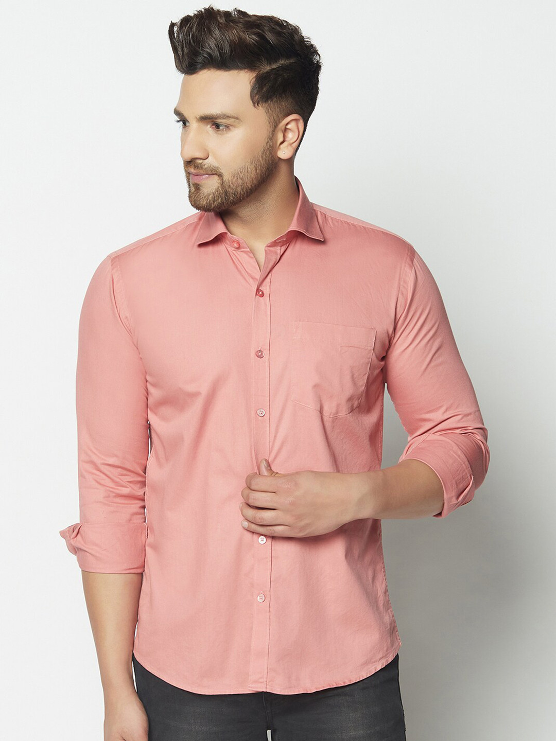 

JOLLY'S Men Pink Straight Casual Shirt