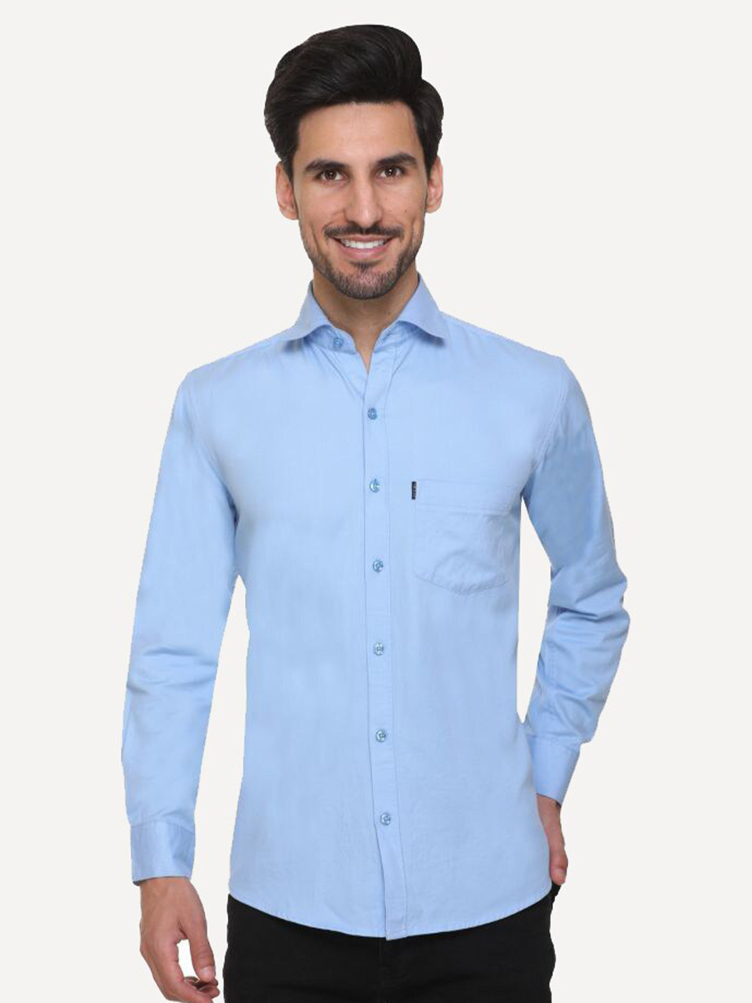 

JOLLY'S Men Blue Straight Casual Shirt