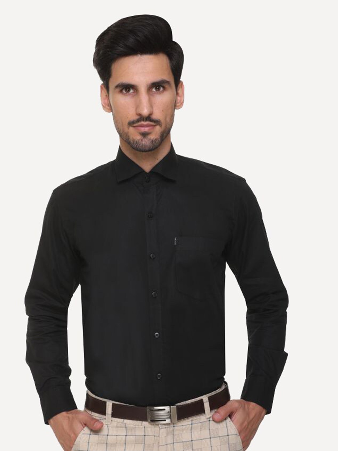 

JOLLY'S Men Black Straight Casual Shirt