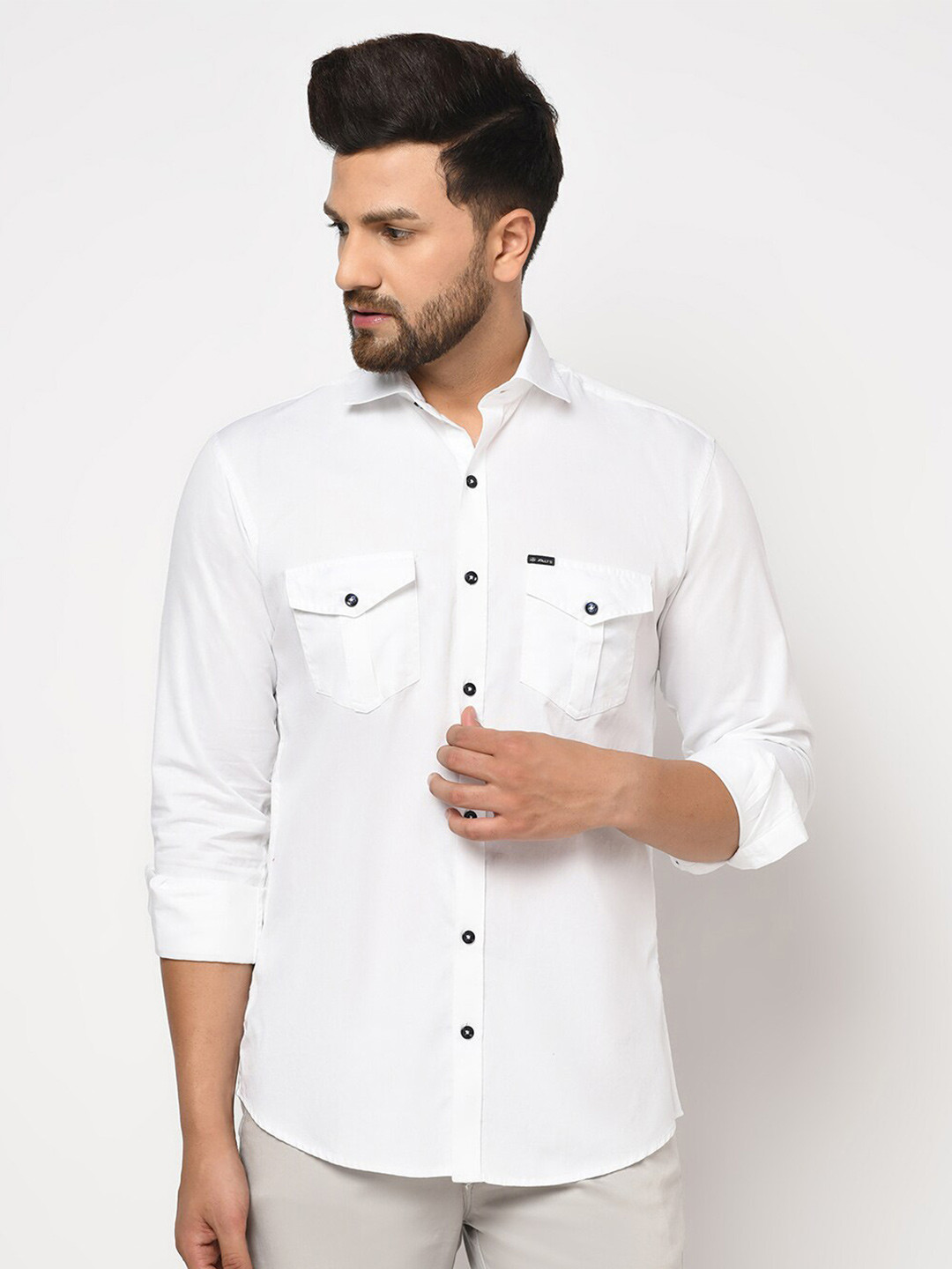 

JOLLY'S Men White Straight Casual Shirt
