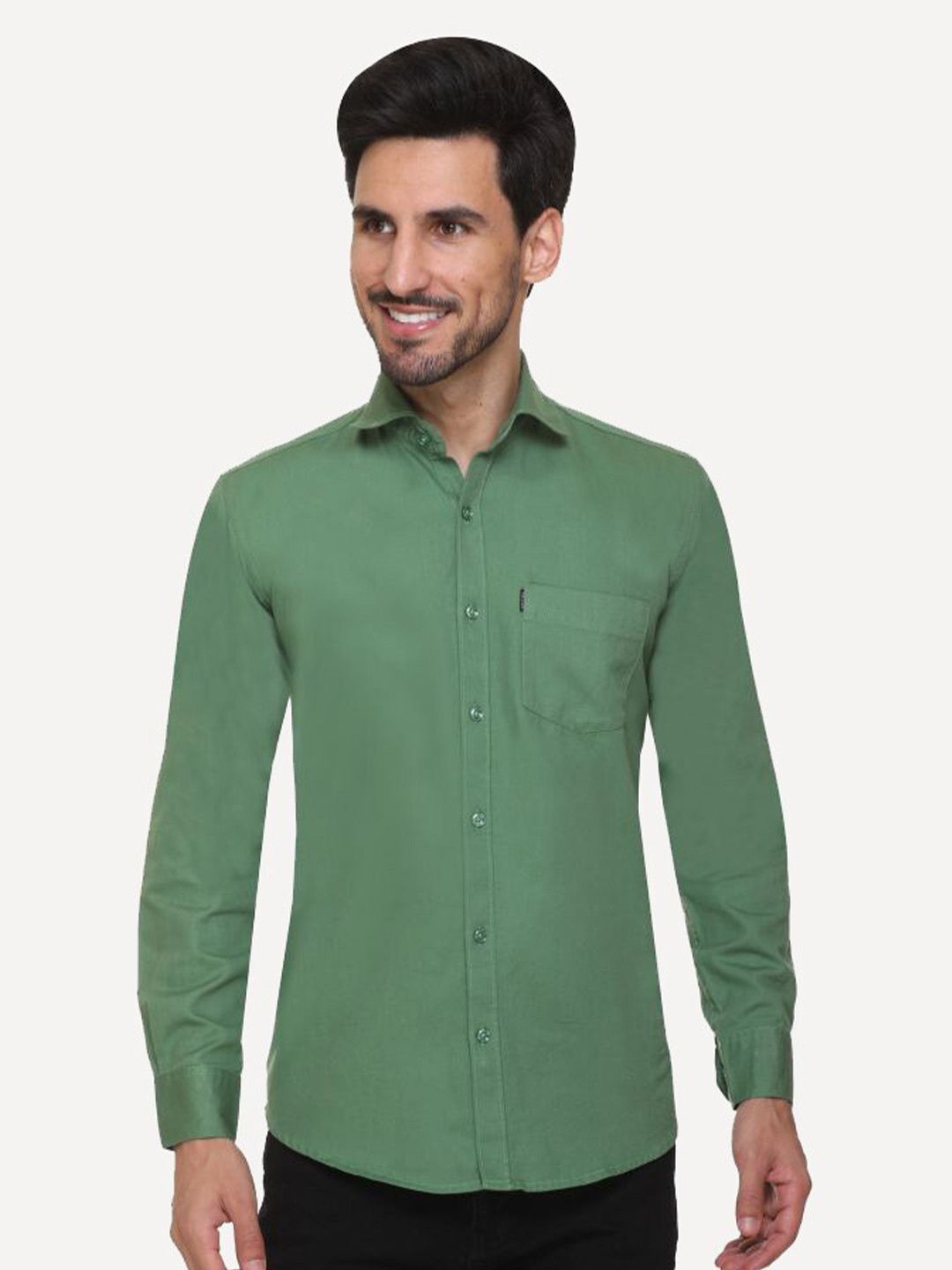 

JOLLY'S Men Olive Green Straight Casual Shirt