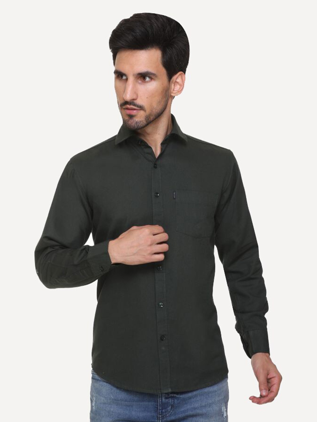 

JOLLY'S Men Green Straight Casual Shirt