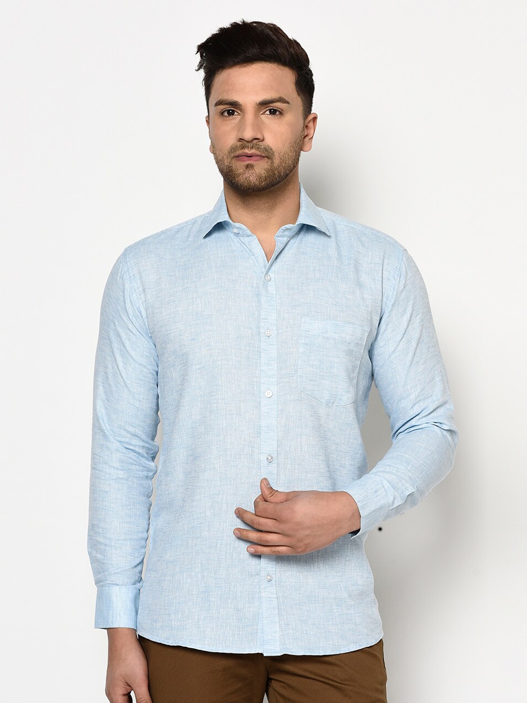 

JOLLY'S Men Blue Straight Casual Shirt