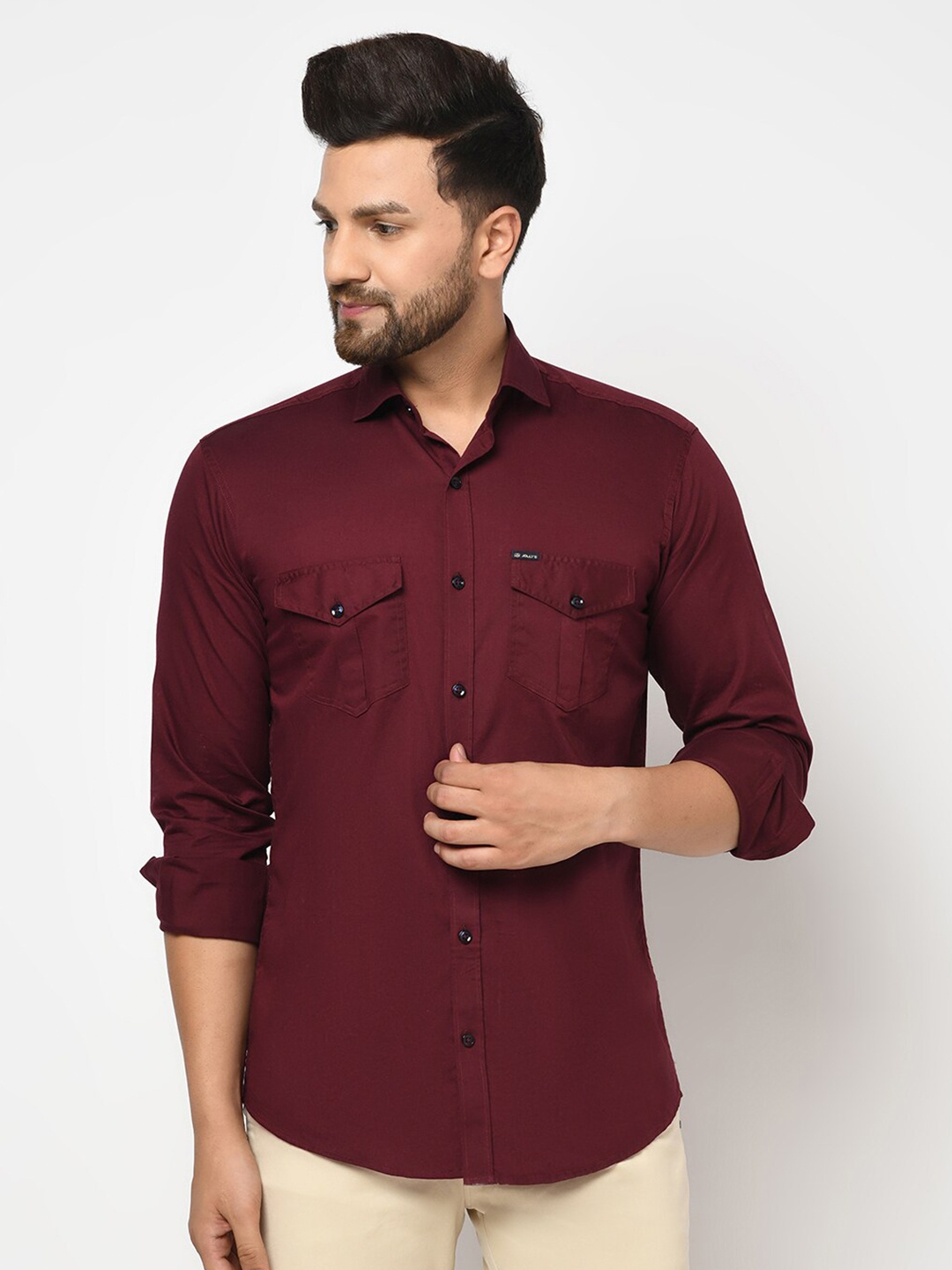 

JOLLY'S Men Maroon Straight Casual Shirt